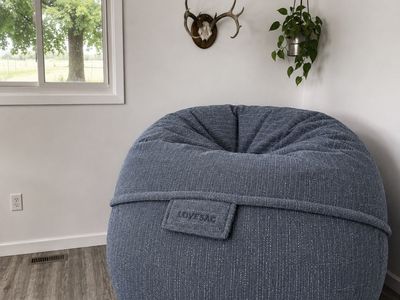 Lovesac Big one w/ Vintage Blue Rained Chenille cover