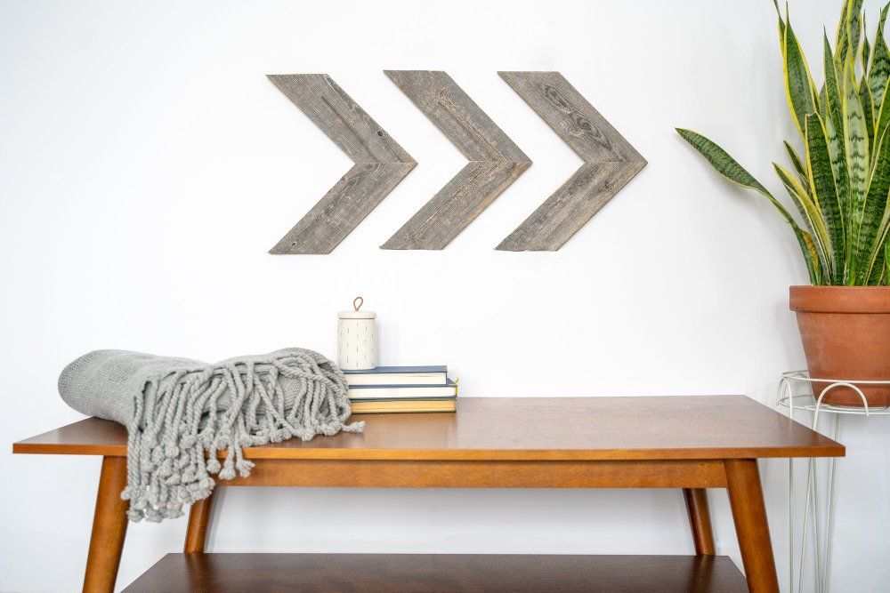 3pc Rustic Wooden Chevron Hanging Wall Decor - Farmhouse/ Modern dk walnut color