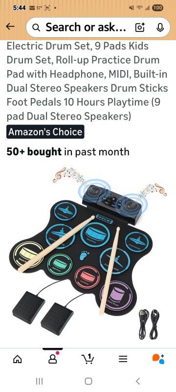 New in Box! Rollup Electric Kids Drum Set