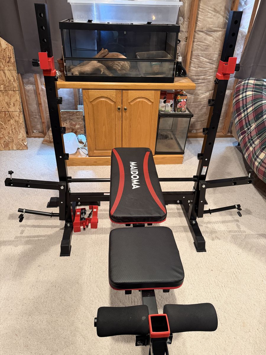 Foldable Weight Bench and Weight Plates Storage