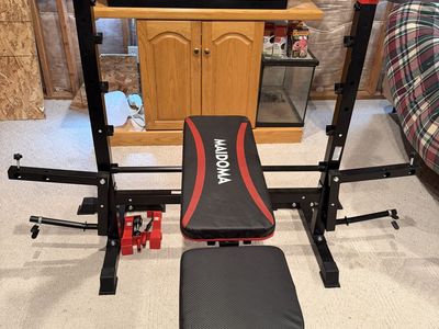 Foldable Weight Bench and Weight Plates Storage