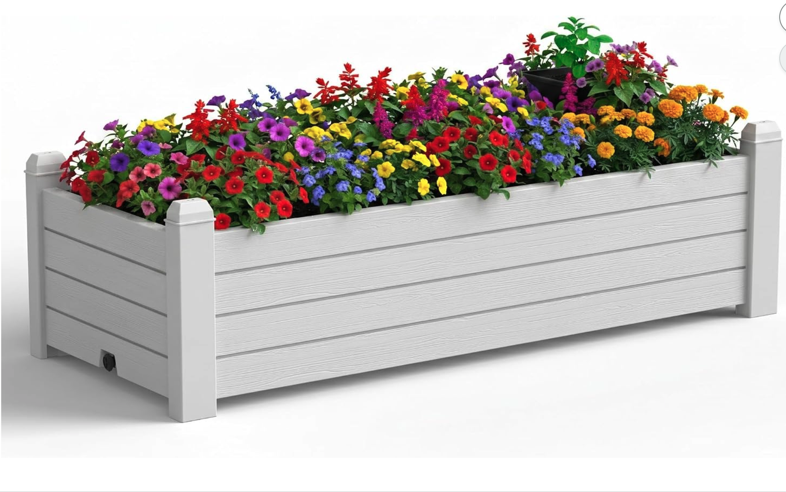 New Small Raised Garden Bed, Resin Outdoor Planter Box with Drainage Hole