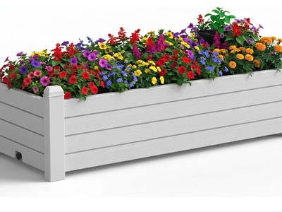 New Small Raised Garden Bed, Resin Outdoor Planter Box with Drainage Hole