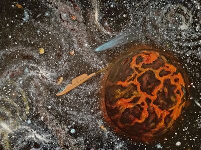 Molten planet cooling down - Acrylic painting