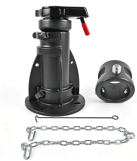 C5G1216 12"-16" Adjustable Height Cushioned 5th Wheel to Gooseneck Adapter w/Safety Chain for Camper/RV/Trailer's Kingpin Box