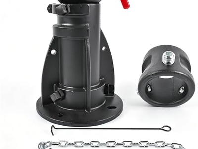 C5G1216 12"-16" Adjustable Height Cushioned 5th Wheel to Gooseneck Adapter w/Safety Chain for Camper/RV/Trailer's Kingpin Box
