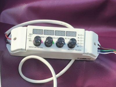 RGBW LED Controller Dimmer DC 12V-24V with 4 Rotary Knobs and Digital Display
