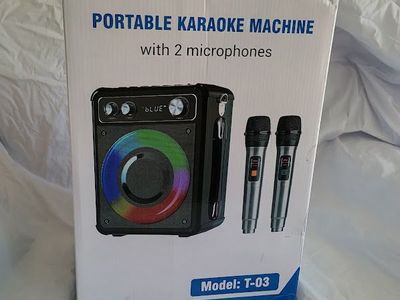 Karaoke Machine with 2 Wireless Microphones, Portable Bluetooth Speaker