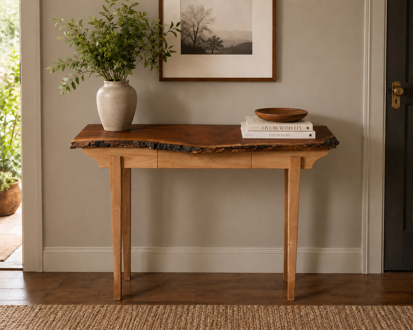Handcrafted Live Edge Entryway Table | 44"