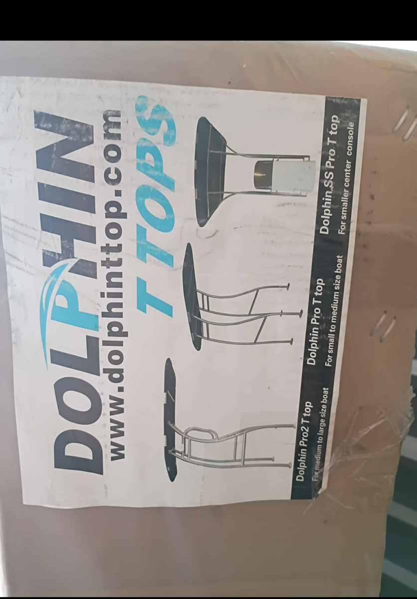 Dolphin Pro2 T-Top White Coated Frame Black Canopy for Medium to Large Fishing Boats
