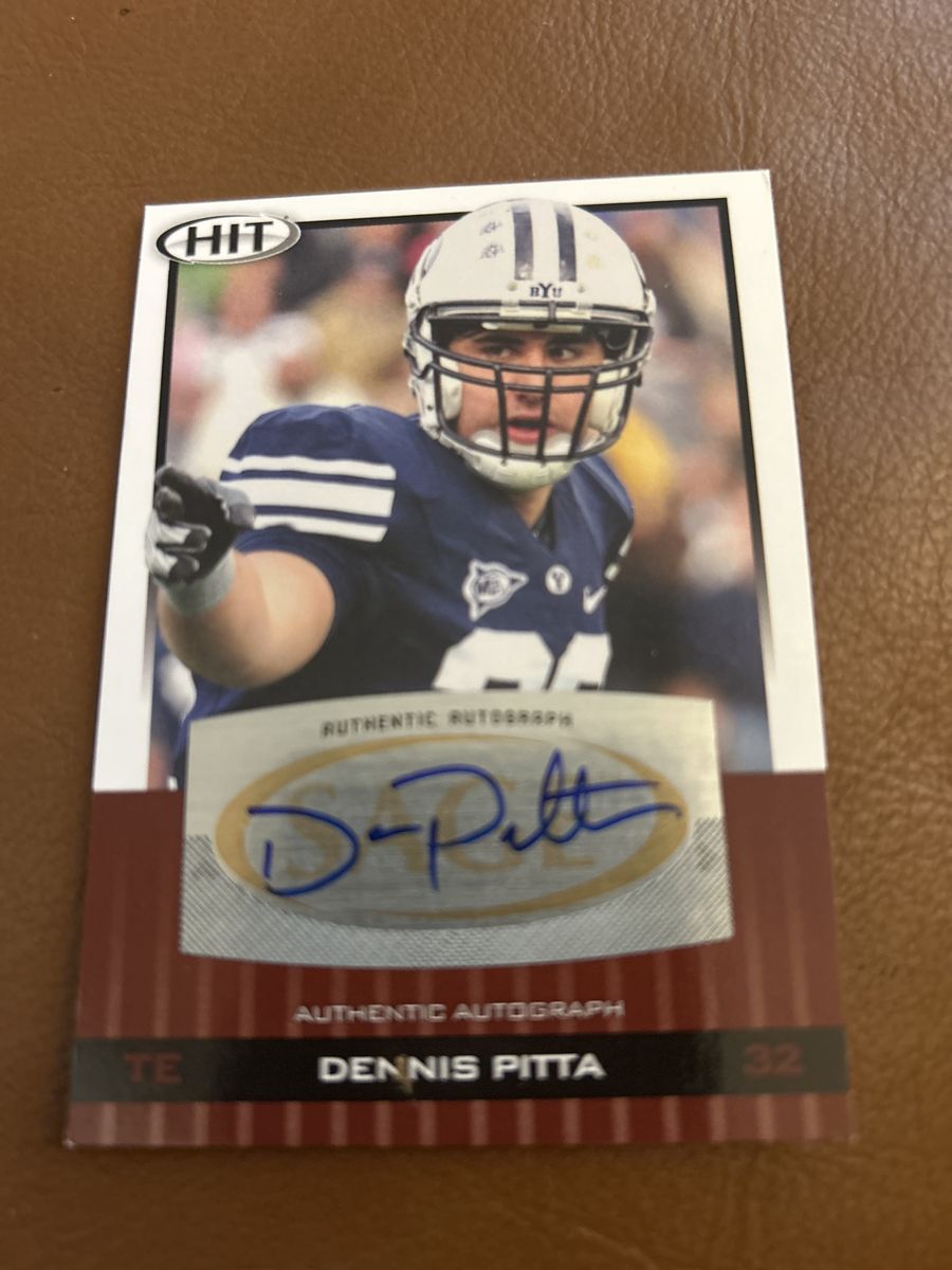2010 Dennis Pitta Authentic Autograph Football Card - BYU Cougars Hand Signed Auto Rookie Football Card