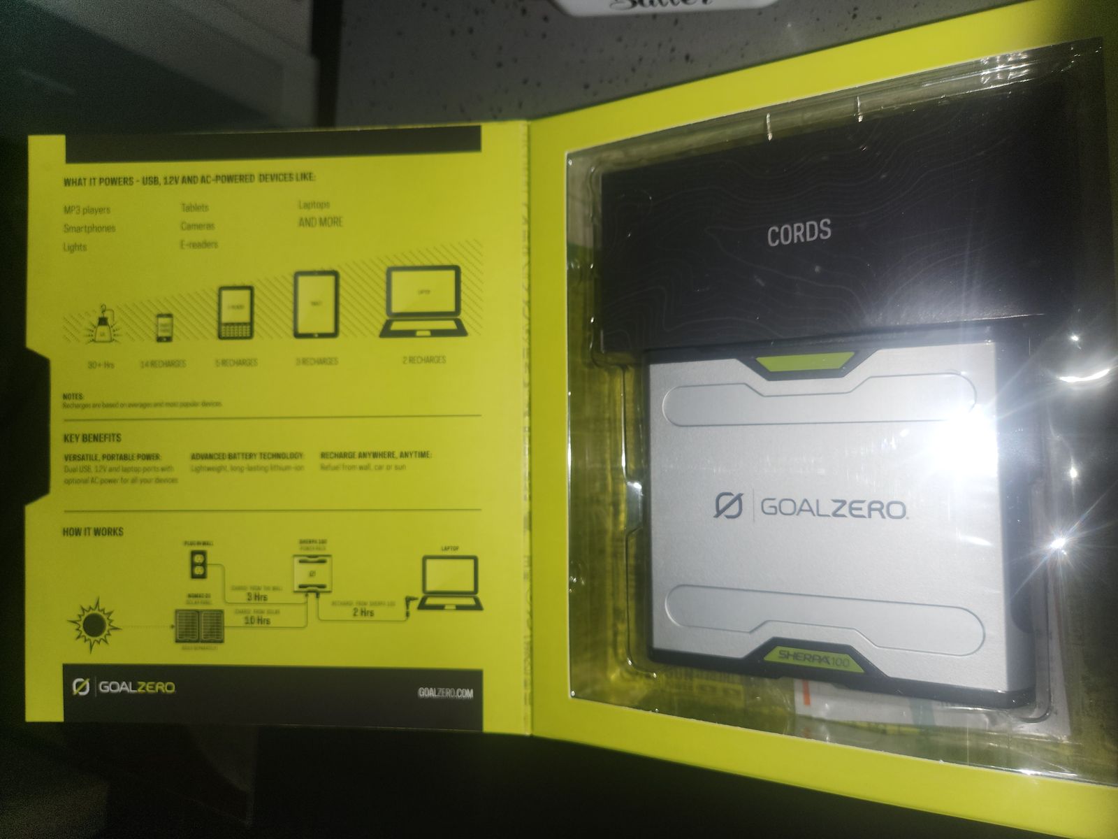 Goal zero laptop, cellphone, drone battery bank with inverter