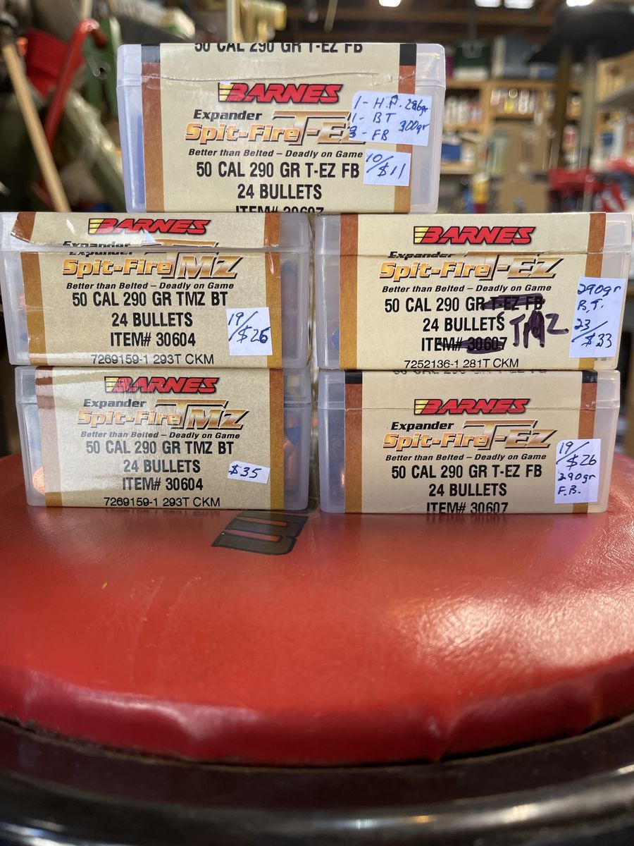 Barnes Spit-Fire T-EZ and TMZ Muzzleloader Bullets 50 Cal 290 Gr