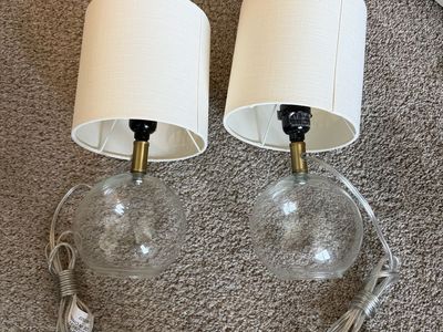 Set of 2 Glass Table Lamps with White Shades