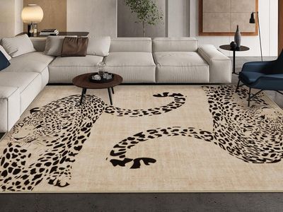 NEW Leopard Print Rugs for Living Room Beige 8x10 Rug Washable Area Rugs for Bedroom
