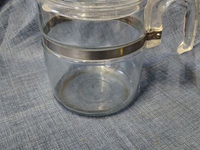 Pyrex Flameware 7759 9 Cup Clear Glass Perculator w/ Lid and Handle ( NO INSERT) (DECOR or PARTS ONLY)