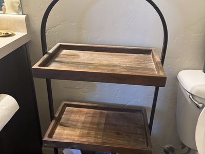 Rustic Metal & Wood 3-Tier Shelf Organizer - Versatile Storage for Bathroom/Home Decor