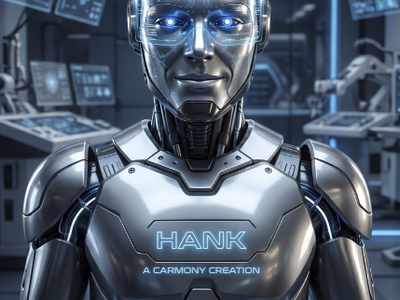 Hank: A Carmony Creation - Advanced AI Android with Integrated Circuitry and Luminous Eyes