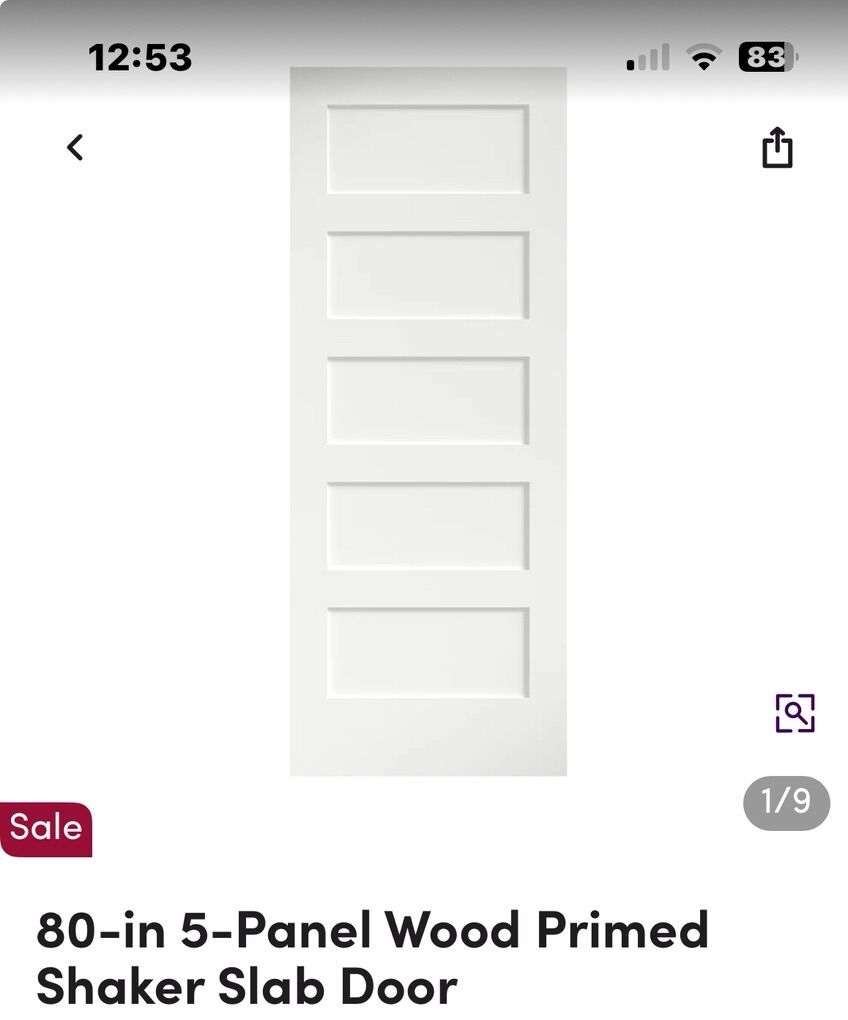 Shaker StYle 5 Panel Door Slab