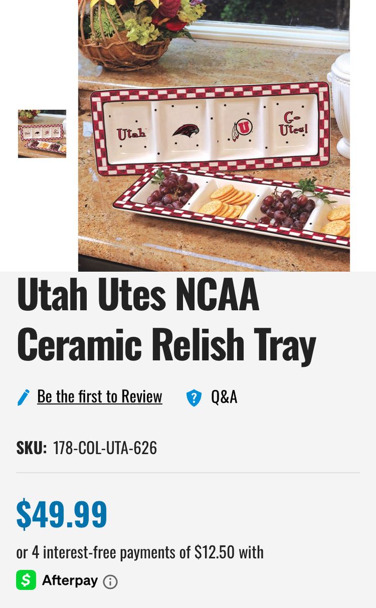 Utah Utes NCAA Ceramic Relish Tray