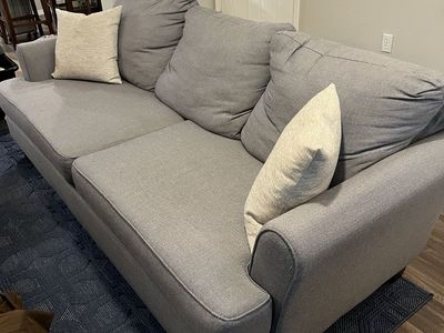 Gray Fabric Sofa Couch with Accent Pillows