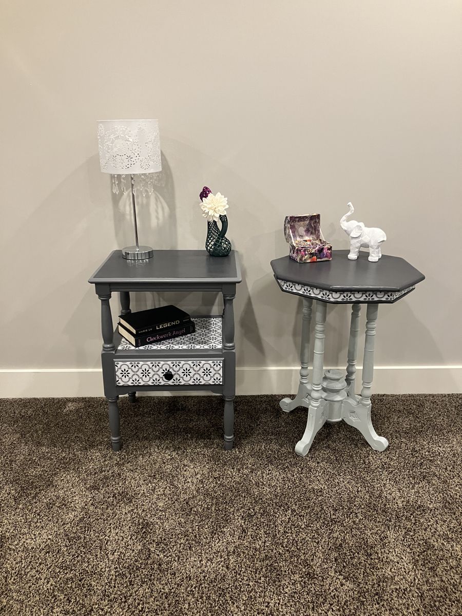 2 Refinished Vintage Wood Side Tables/ Nightstands