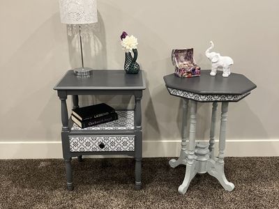 2 Refinished Vintage Wood Side Tables/ Nightstands