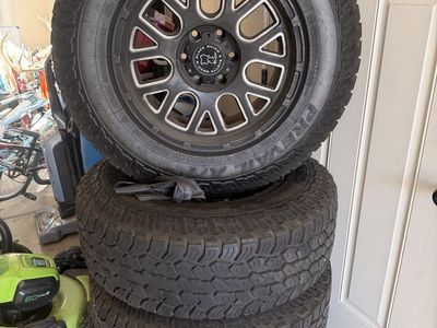 Black Rhino Wheels w/ Celimo Preval A/T Tires - 275/70/18, 6x139.7mm, -12 Offset. TACOMA