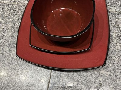 Red & Black Square Dinnerware Set