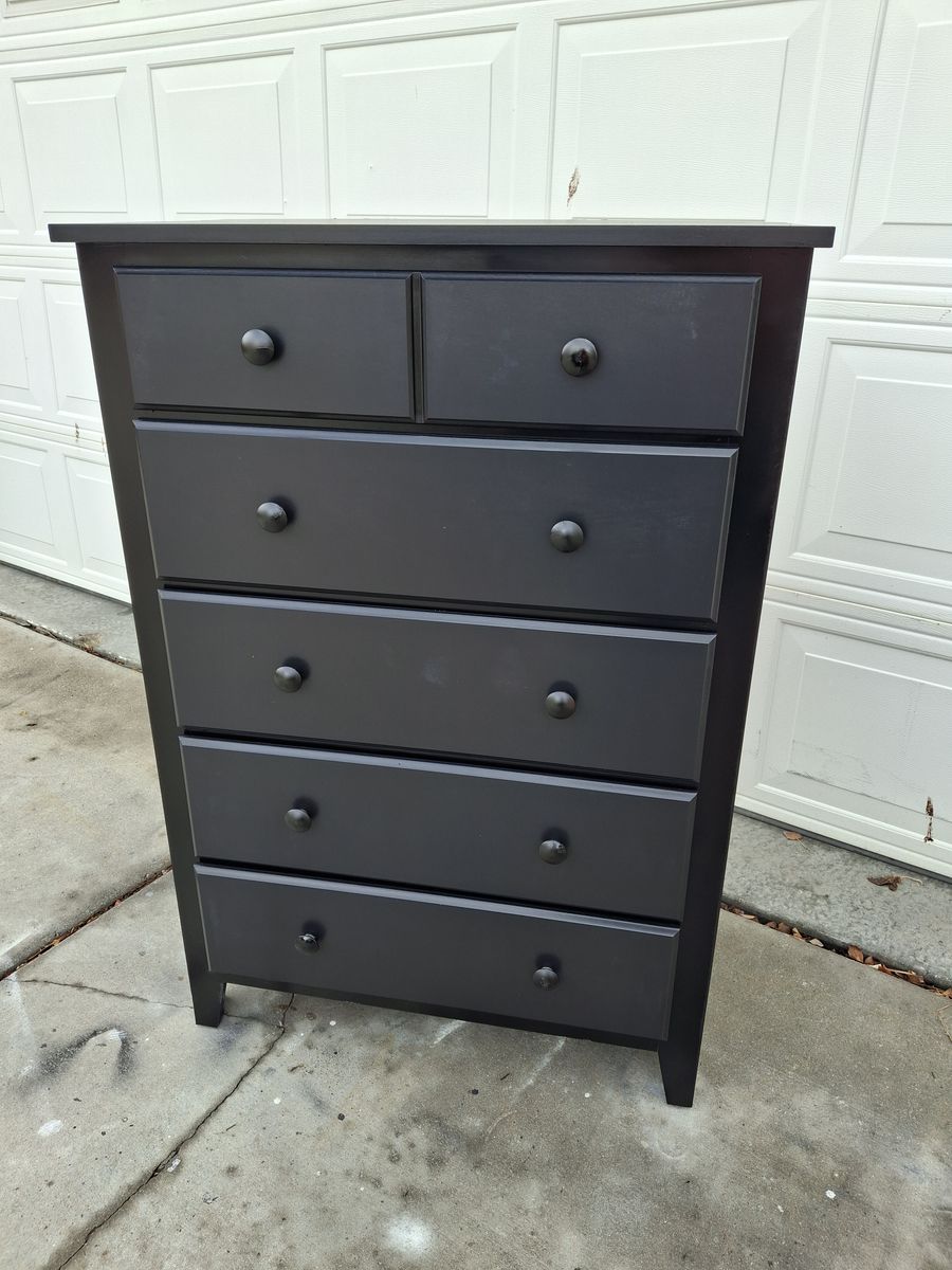 all wood black 5 drawers dresser/green