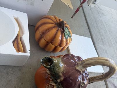 Ceramic Pumpkin Tureen Soup Server with Ladle and Lid - Fall Decor Dining Serving Dish