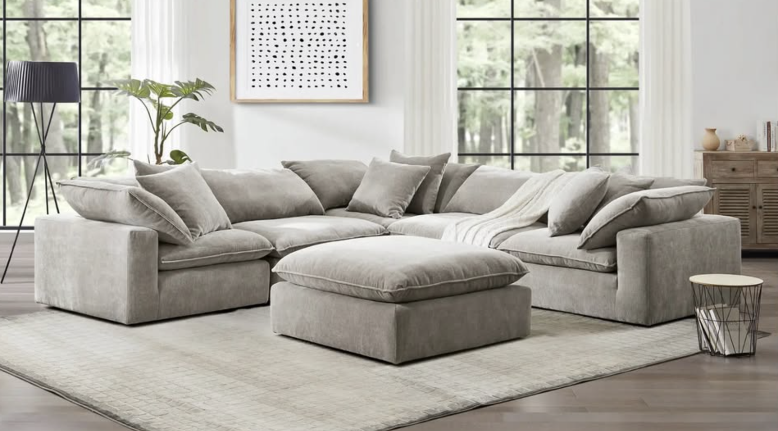 Sereen 6-piece Fabric Modular Sectional, Taupe Aiden & Ivy Furniture