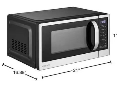 New Vissani 21 in. 1.1 cu. ft. 1000-Watt Countertop Microwave Oven in Stainless Steel