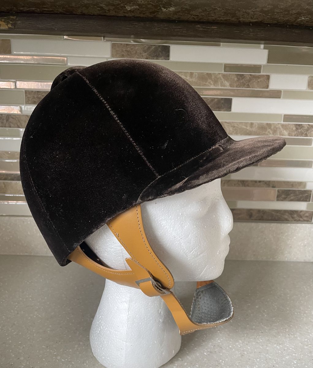Vintage Black Velvet Equestrian Riding Helmet