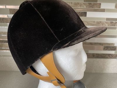 Vintage Black Velvet Equestrian Riding Helmet
