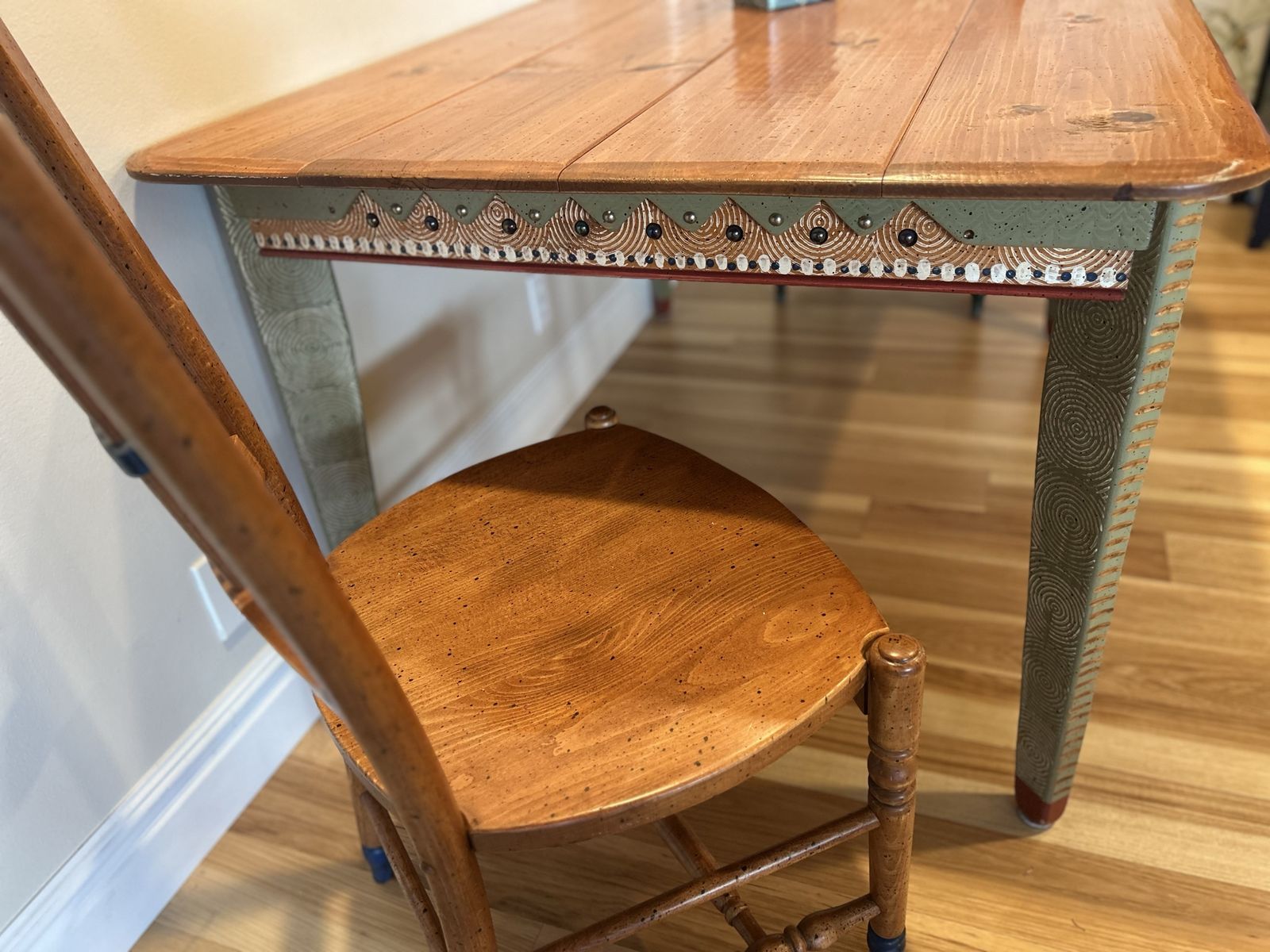 One of a kind hand carved Taos table and chairs