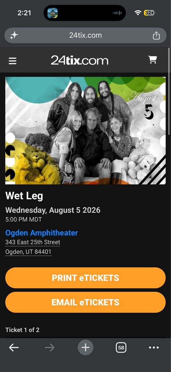 Wet Leg Concert Tickets - Ogden Amphitheater - Aug 5 2026