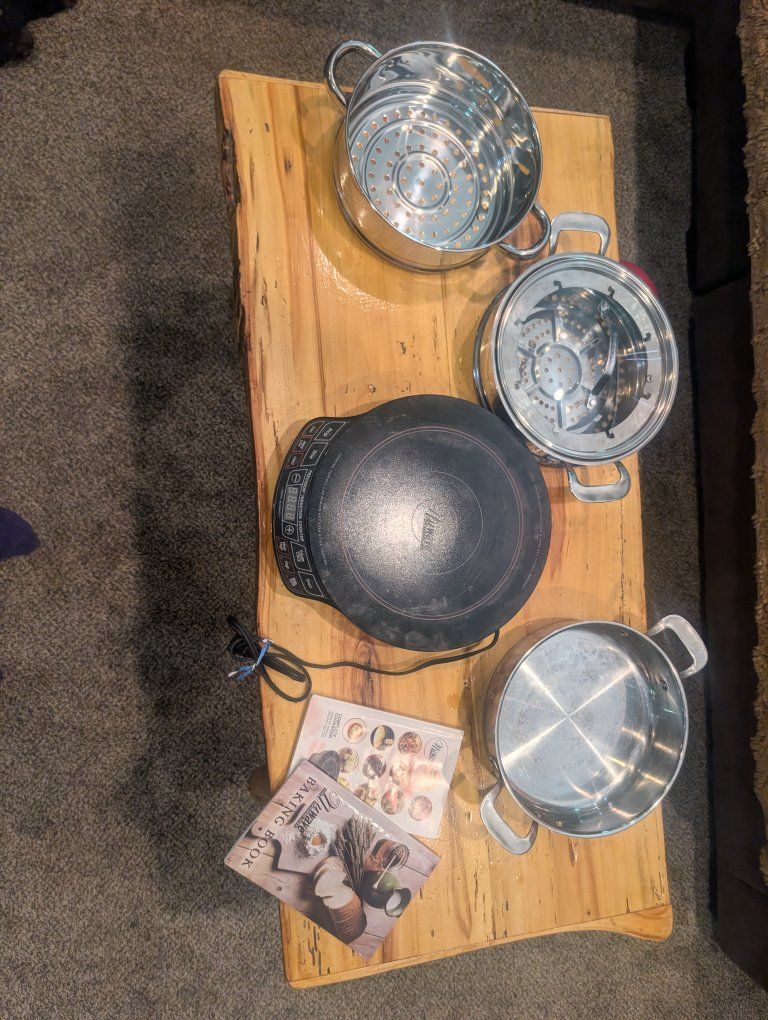 NuWave Precision Induction Cooktop Set with Stainless Cookware & Cookbooks