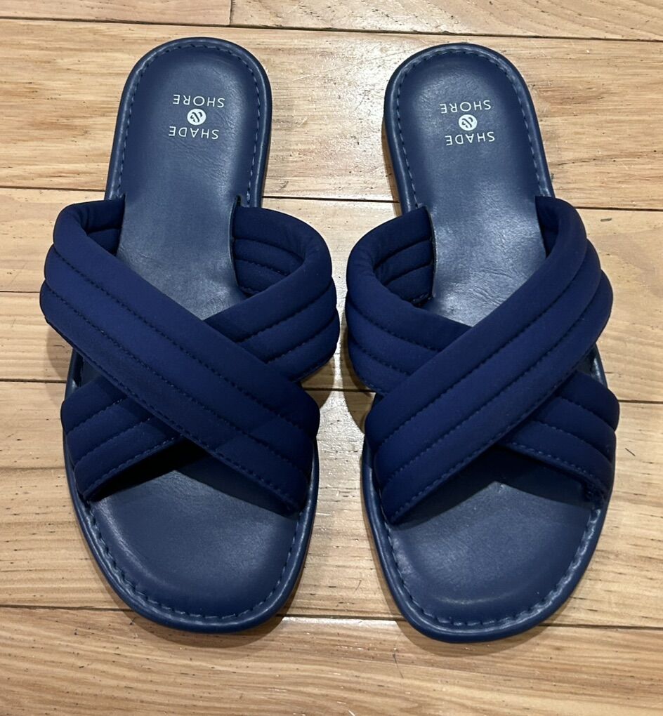 Shade & Shore Blue Maxie Cross Sandals Size 6
