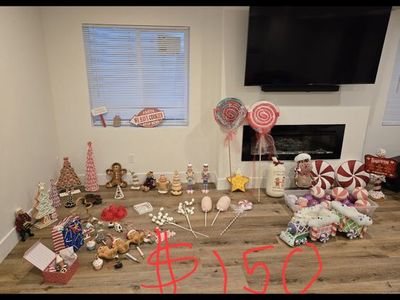 Large Christmas Candy & Gingerbread Themed Decor Lot - Trees, Nutcrackers, Ornaments