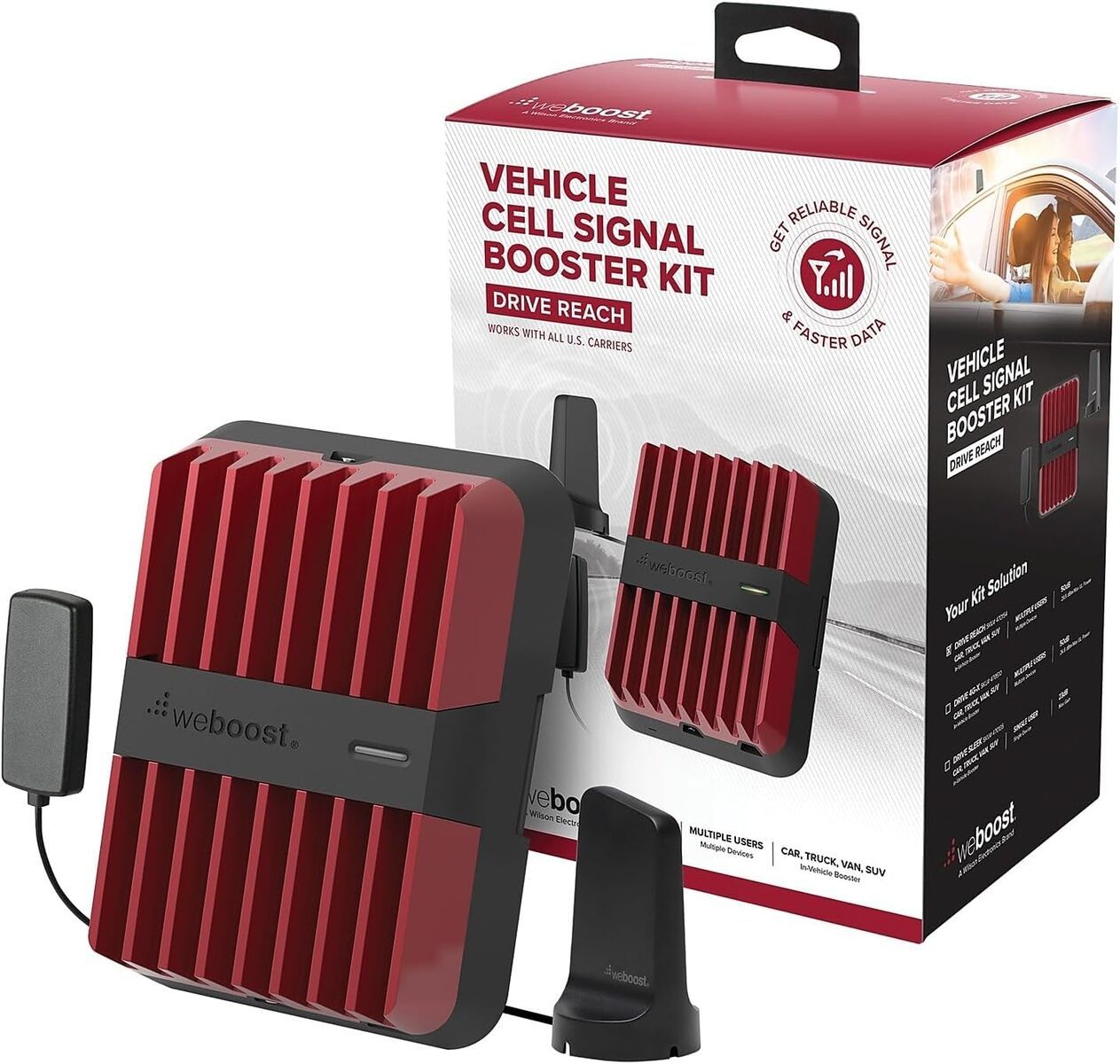 weBoost Drive Reach - Vehicle Cell Phone Signal Booster | 5G & 4G LTE | Magnetic Roof Antenna | Boosts All U.S. Carriers