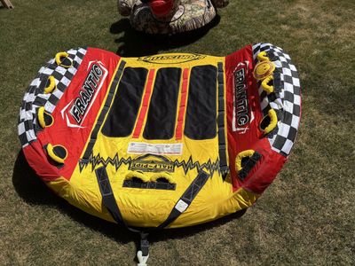 Sportsstuff Frantic Half-Pipe 3-Rider Towable Tube, Red/Yellow/Black Checkered
