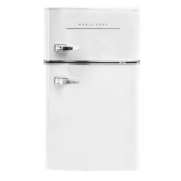 Magic Chef 3.2 Cu. Ft. Retro Compact Refrigerator White - Adjustable Temp, Glass Shelf, Can Dispenser