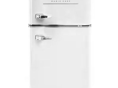 Magic Chef 3.2 Cu. Ft. Retro Compact Refrigerator White - Adjustable Temp, Glass Shelf, Can Dispenser
