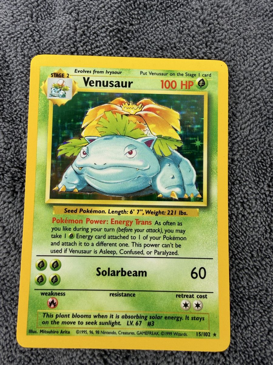 Venusaur 15/102 Holo Base Set WOTC Pokemon Card LP/NM-