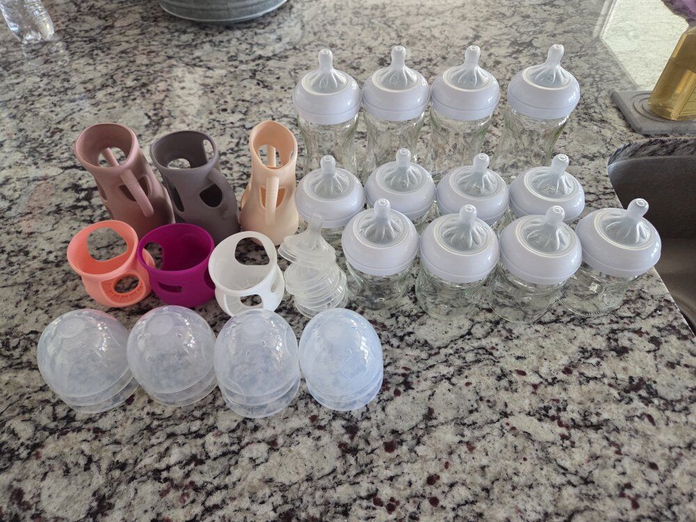 Phillips Avent bottles and silicone sleeves