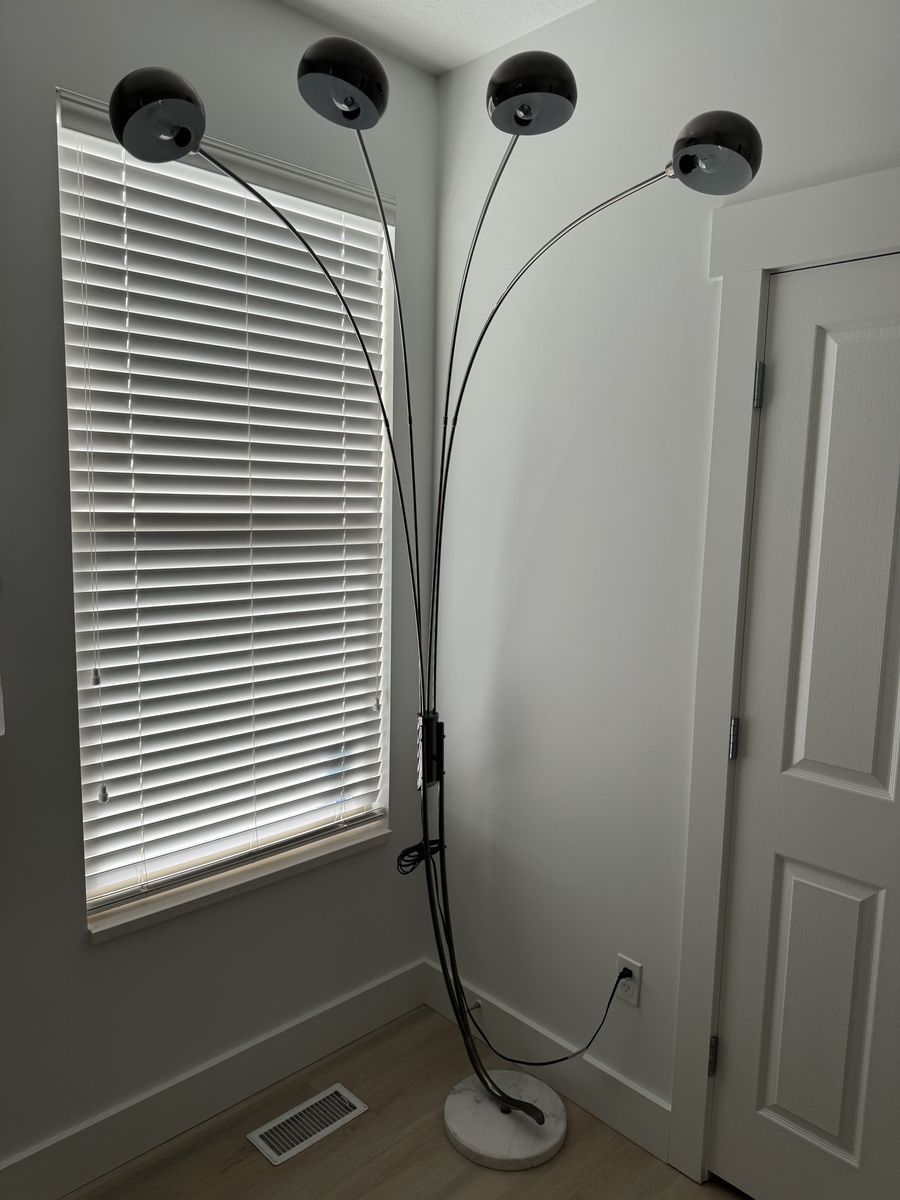 Modern Arc Floor Lamp with Heavy Marble Base - Good Condition