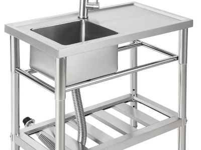 Stainless Steel Utility Sink - 30”x 16”x 30In, Pull-Out Faucet, Free Standing Single Bowl,