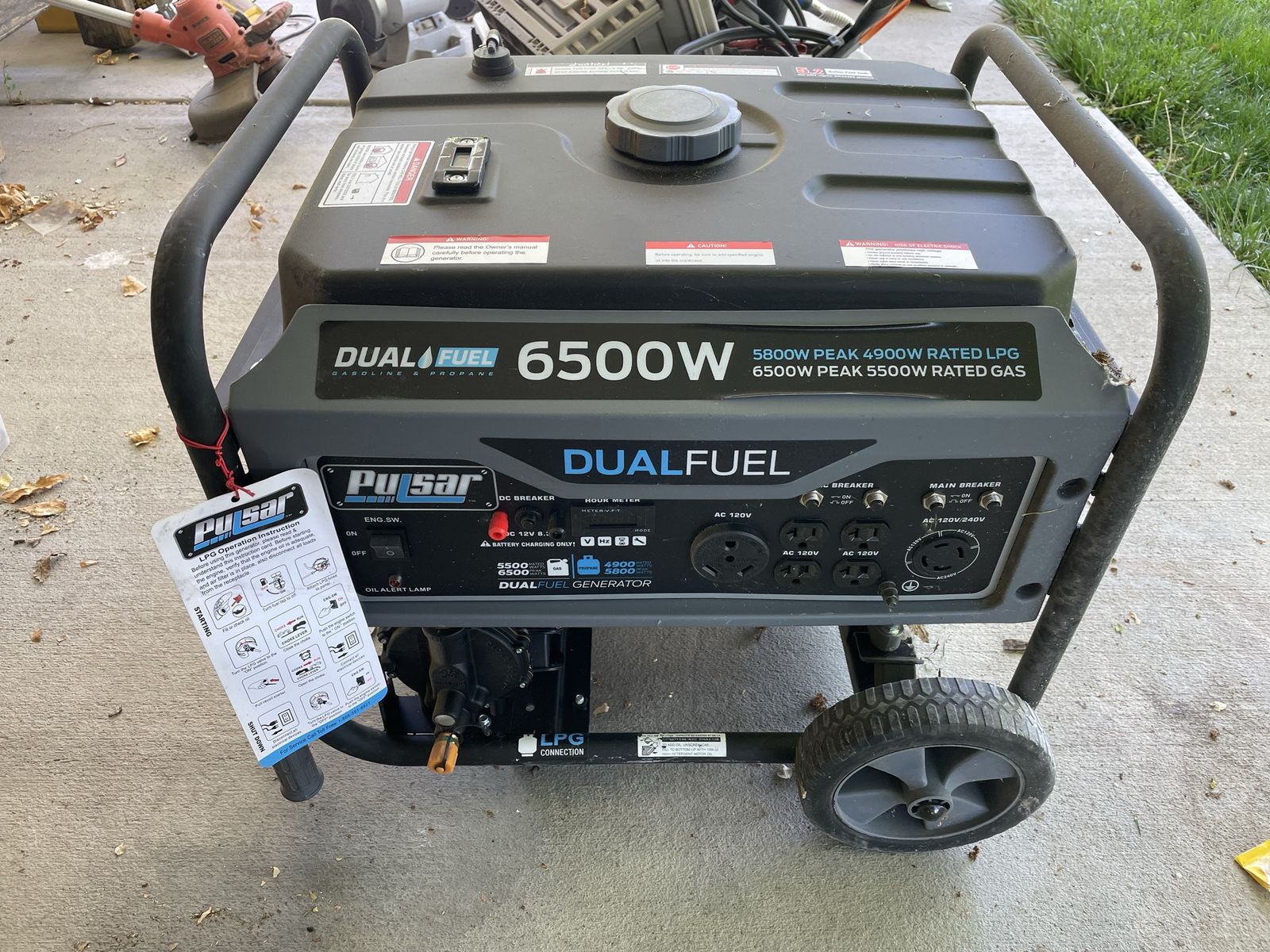 Pulsar 6500 watt dual fuel generator