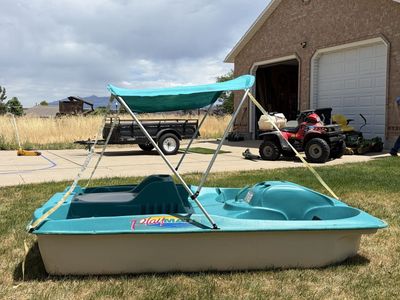 Playmate Pedal Boat with Canopy - Teal & White, Great for Lakes & Ponds